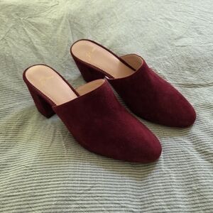 J. Crew Burgundy Suede Mules